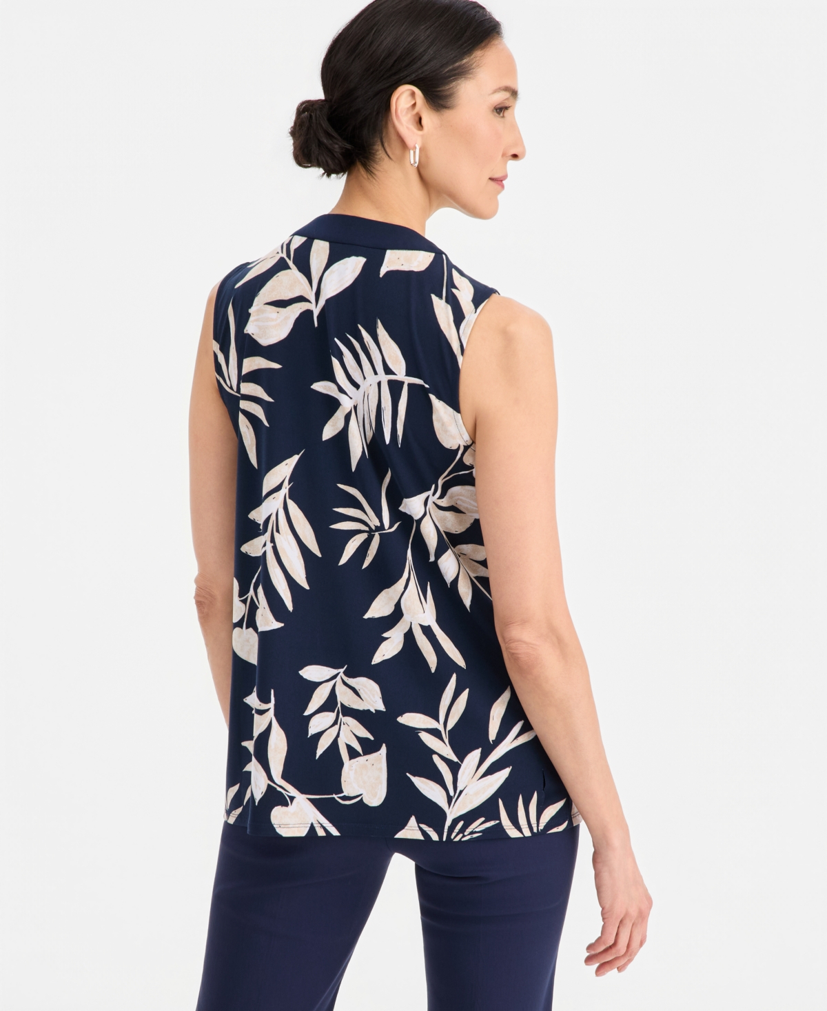 Jm Collection Petite Tropical Shade Lace-Up Tank Top, Macy's Exclusive