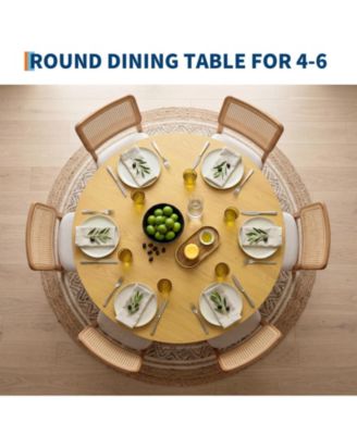 43" Round Dining Table for 4-6 People, Wooden Dining Room Table with Pedestal Base, Dining Room, Living Room