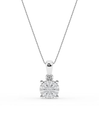 Diamond Cluster Pendant Necklace in Sterling Silver (1/10 ct. t.w.)