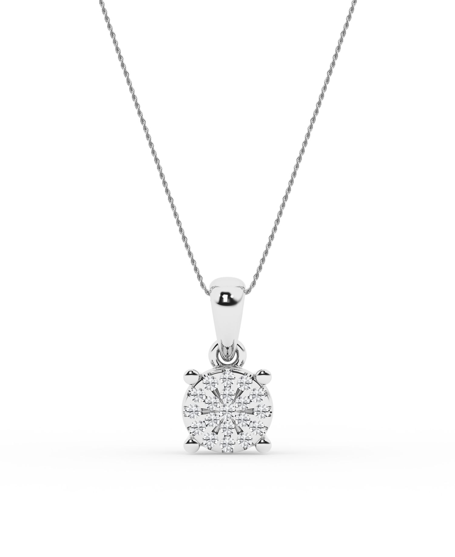 Diamond Cluster Pendant Necklace in Sterling Silver (1/10 ct. t.w.)