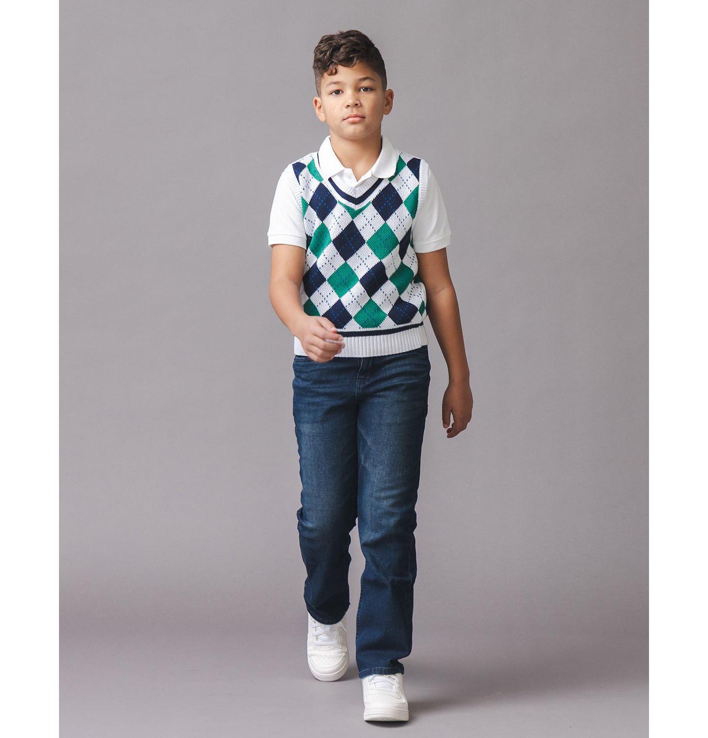 Жилет Hope & Henry Organic V-Neck Argyle Sweater Vest для мальчиков-малышей, цвет: С ромбами — фото 2