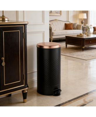 8 Gal / 30 Liter Round Shape Step-on Trash Can with Silent Close Lid, Heavy-Duty Pedal & Easy-Clean Design for Kitchen, Bathroom, Office