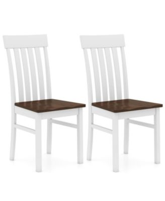Set of 2 Kitchen Armless Dining Chairs with Slatted High Backrests
