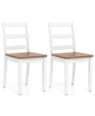 Set of 2 Ladder-Back Dining Chairs with Solid Rubber Wood Legs