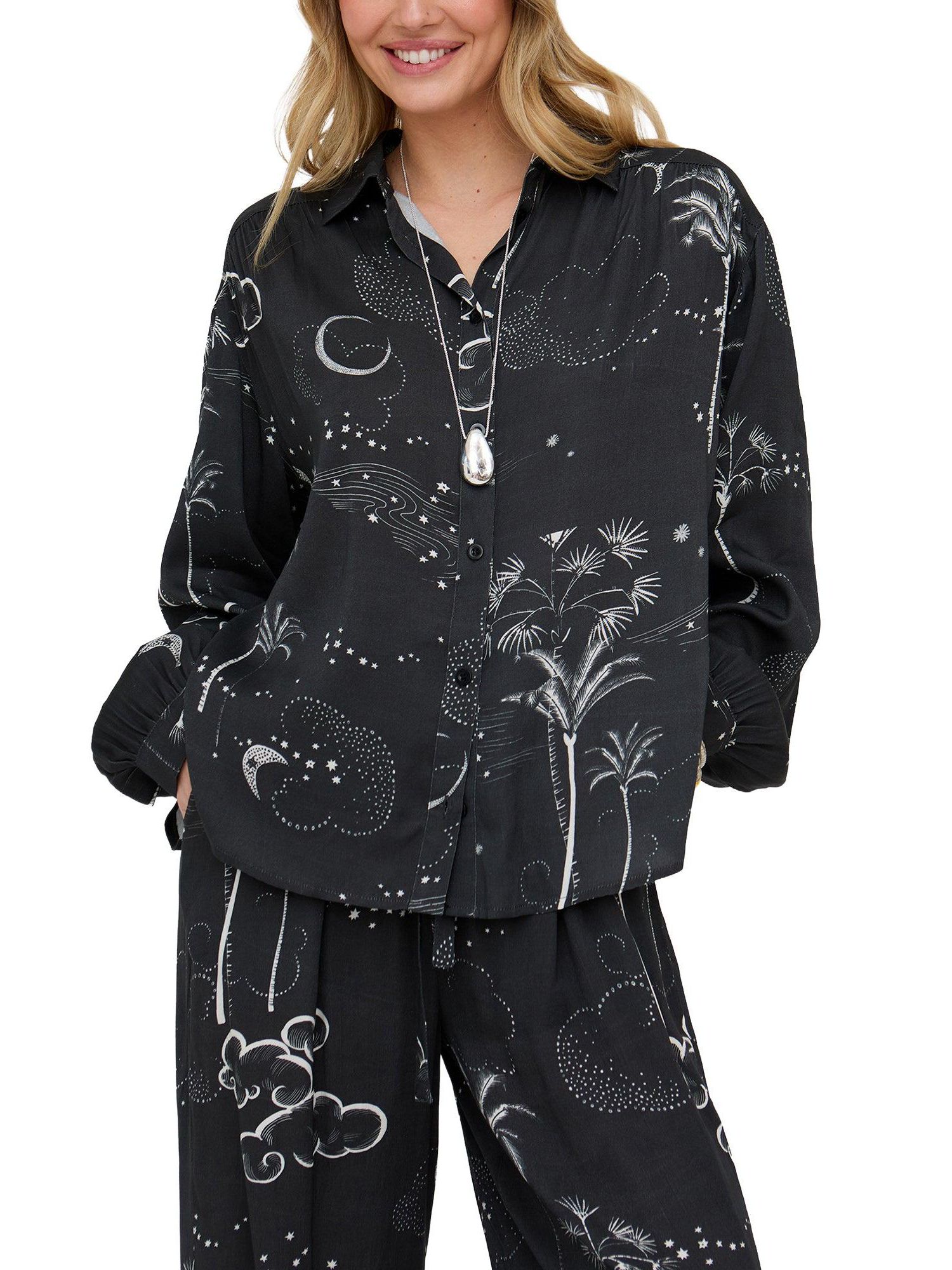 Women's Palm Button Down Palm Print Shirt