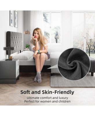  Full Bed Frame with Upholstered Headboard, Heavy-Duty Platform Bed Frame with Strong Wood Slats, No Box Spring Needed/Noise Free