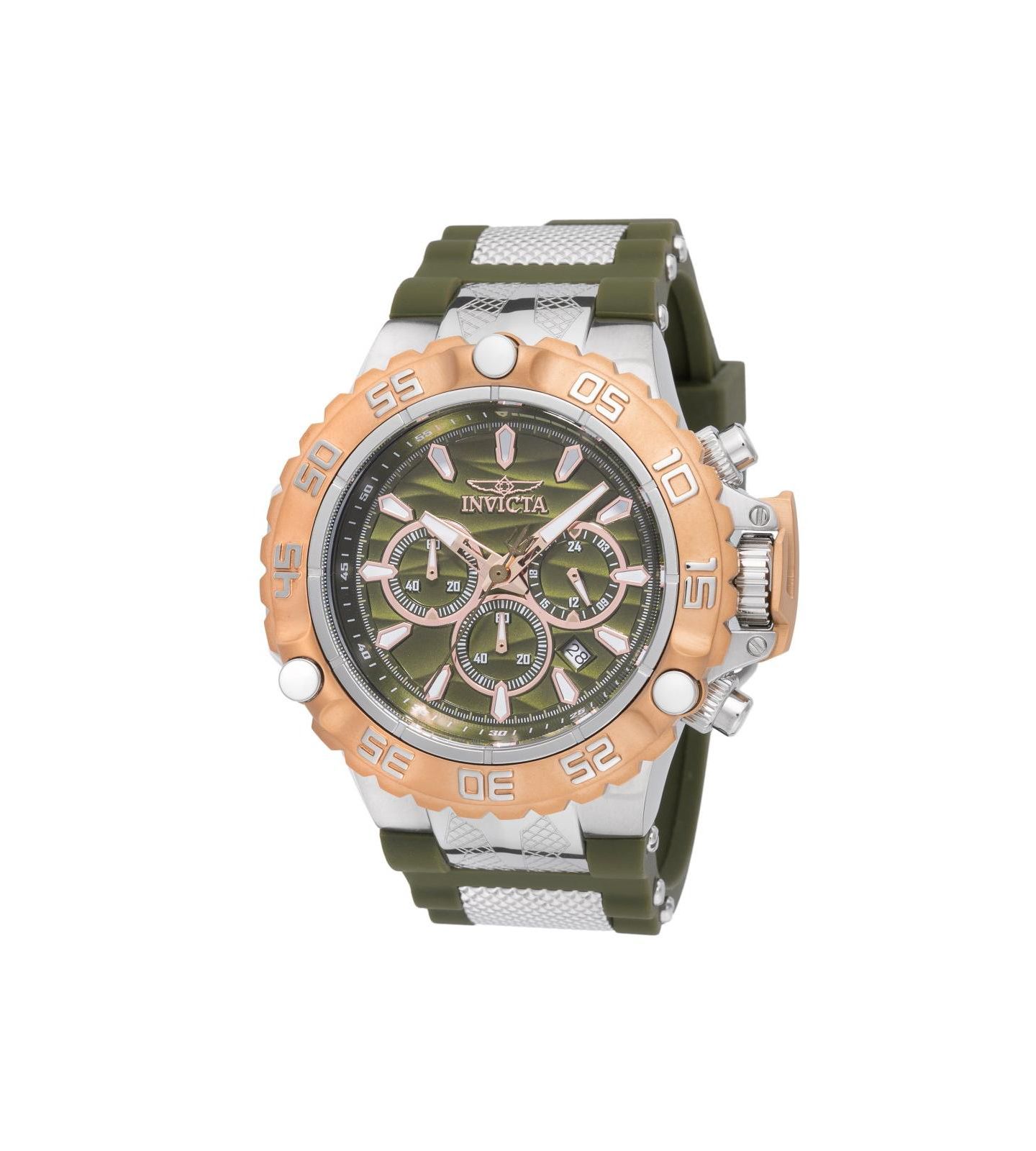 Мужские часы Invicta 48555 Subaqua Quartz VD53 Metal Dial, цвет: Зелёный / Стальной — фото 3