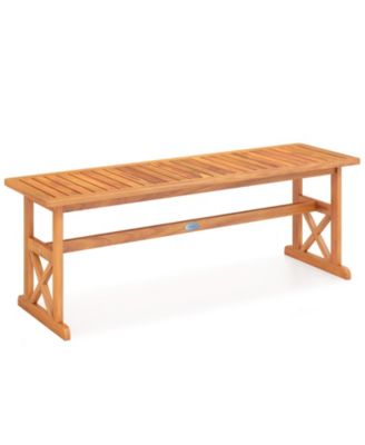 51 in Acacia Wood Outdoor Bench with Slatted Seat