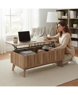 43.5 in Rectangular Fluted Lift Top Coffee Table