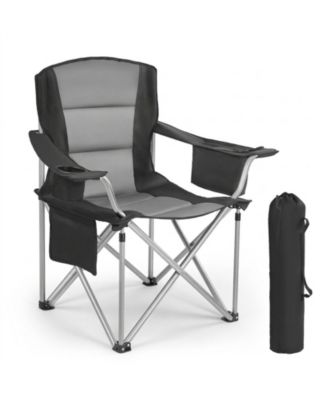 Heavy-Duty Folding Camping Chair With Padded Armrests Cooler Bag and 450 Lbs Capacity