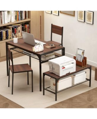 4-Piece Industrial Dining Table Set with Bench, Chairs and Storage