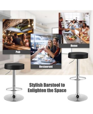 Set of 4 Round Bar Stool Adjustable Swivel Pub Chair w/ Footrest