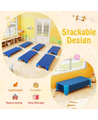 52 Inch Kids Stackable Daycare Cots 6 Pack Portable Nap Beds