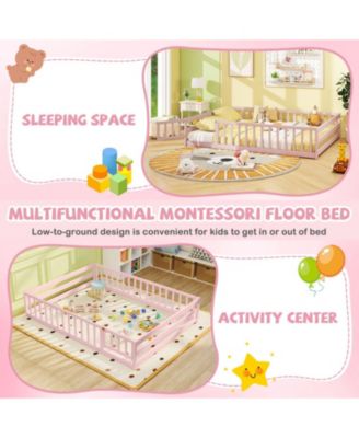 Full Kids House Bed Frame with Safety Guardrails