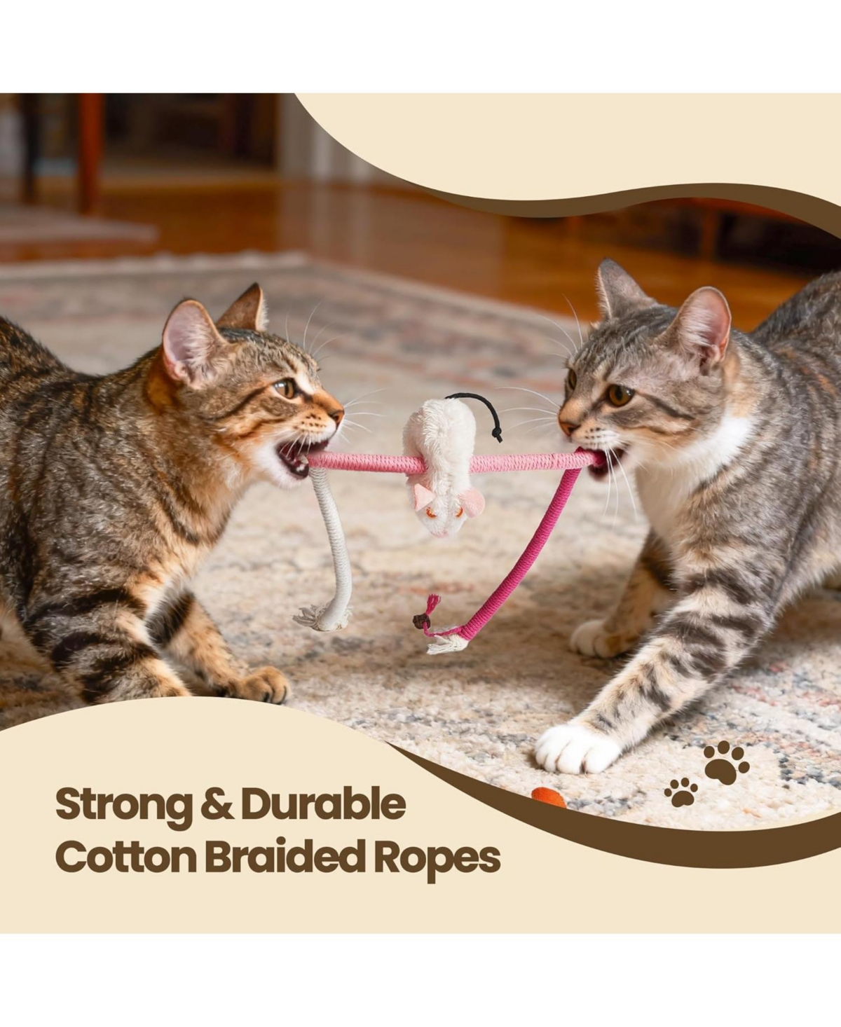 Nocciola 3 Pack Cat Chew Ropes with Cat Herb Filling Rats, Strong Braided Ropes and Gall Fruits, Natural Stimulation for Cats