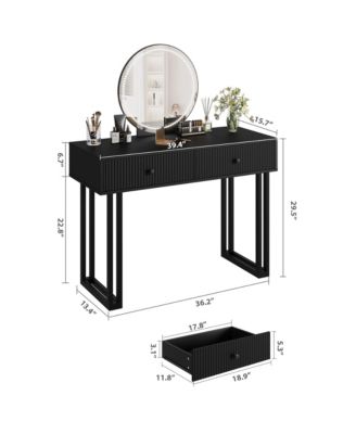 Modern Makeup Vanity Desk with Mirror and LED Lights - 3 Lighting Modes, Adjustable Brightness, 2 Storage Drawers, Sturdy Bedroom Furniture