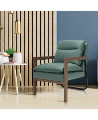 Extra-Thick Padded Single Accent Armchair with Rubber Wood Legs
