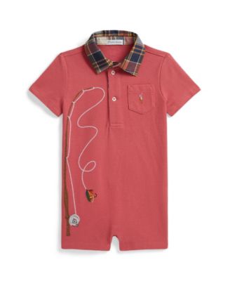 Baby Boys' Fishing Pole Cotton Mesh Polo Shortall