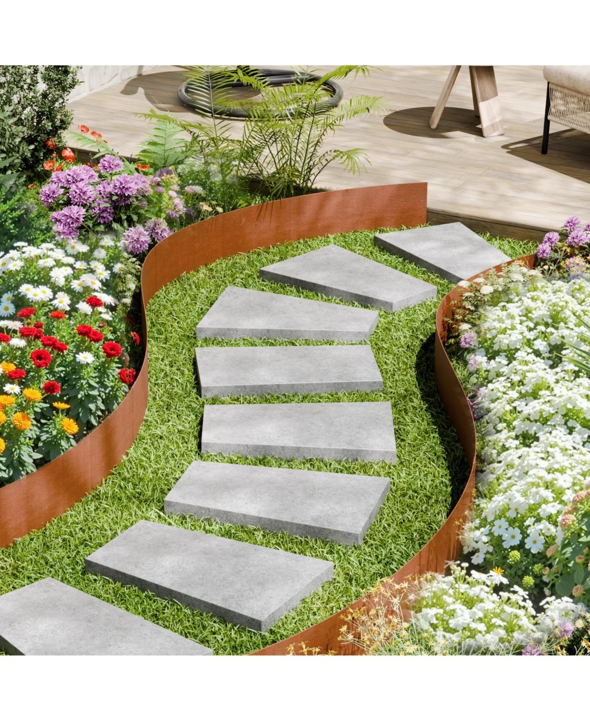 Sugift Steel Landscape Edging, 6 Pack, 40 x 6 inches, Bendable for Lawn and Garden Borders