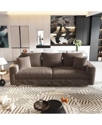 82.7'' Modern 3-Seat Corduroy Sofa, Convertible Deep Seat Lounge Chair, Cozy Upholstered Couch with Soft Pillows for Home Living Room