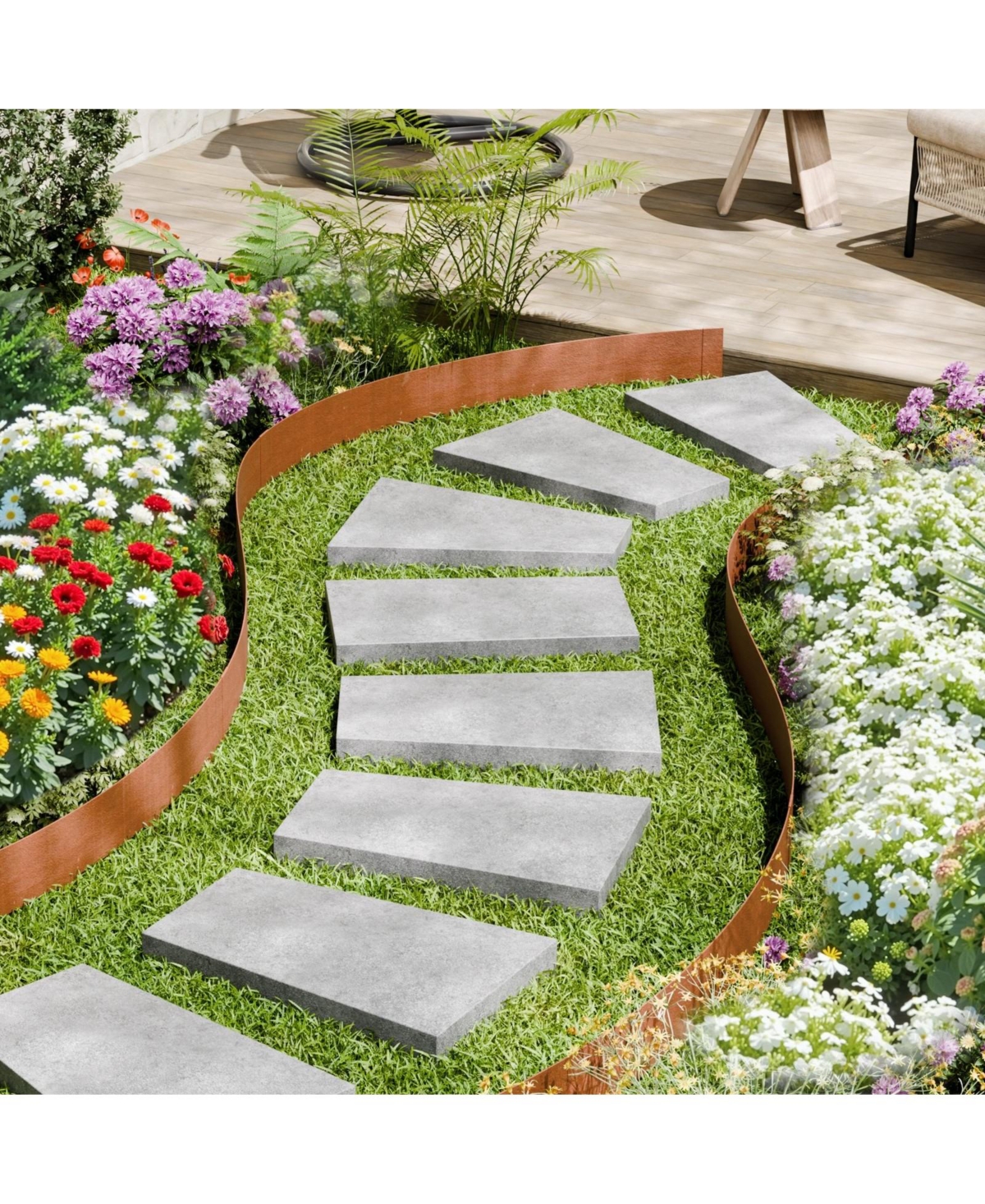 Sugift Steel Landscape Edging, 10 Pack, 40 x 4.5 inches, Weather-Resistant Metal for Garden