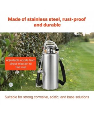 2Gal Stainless Steel Sprayer, 20" Wand, Adjustable Nozzle for Gardening