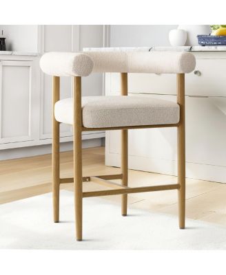 24" Boucle Counter Height Stool with Arms for Kitchen Island