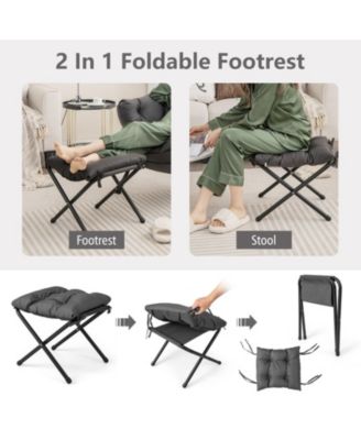 Modern Accent Sofa Chair with Folding Footrest and Side Pocket