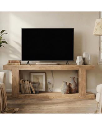 Solid Wood TV Stand for Televisions up to , Media Entertainment Center with DIY Storage Space, Simple TV Rack