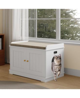 Cat Litter Box Enclosure Hidden Litter Box Cabinet with Wooden Barn Door, End Table Style Indoor Cat House Fits Most Litter Boxes