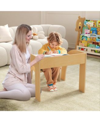 Kids Table and Chair Set with Wide Tabletop and Curved Edges