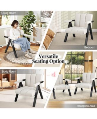 Oversized Accent Chair with Ergonomic Backrest and Metal Frame