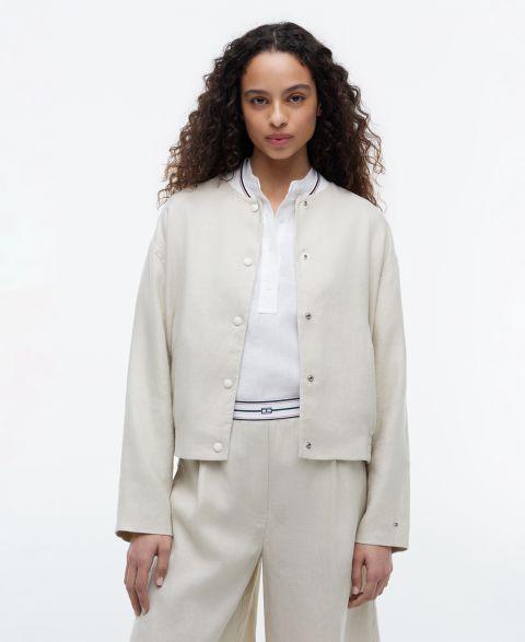Женские куртки Tommy Hilfiger Long-Sleeve Linen Bomber Jacket