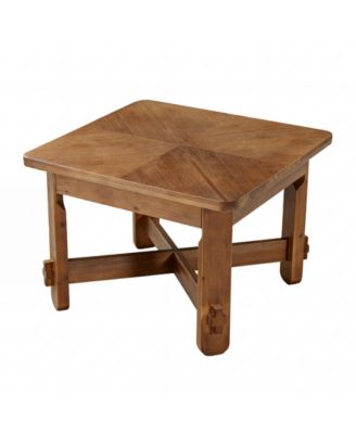 Solid Wood Square Coffee Table, 31.5" Farmhouse Accent Center Table with Sturdy Cross-braced Legs, Mid-Century Modern Tea Cocktail Tables