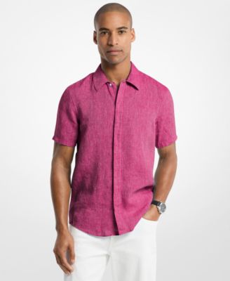 Men's Point-Collar Linen Shirt
