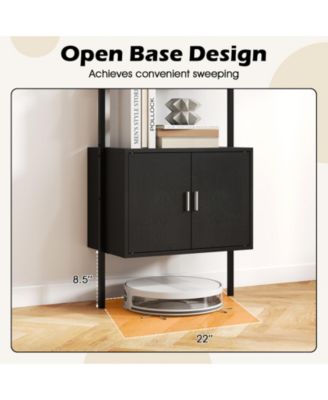 72.5 in Tall Bookshelf with Cabinet, Metal Frame and Anti-Tipping Kits