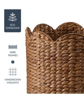 Scalloped 3PC Water Hyacinth Nesting Baskets