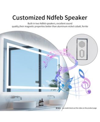 59.4x30.7 inch Colours Wall Mounted Vanity Mirror Bluetooth Speaker Digital Display Front Light Anti Fog for Hotel Bathroom