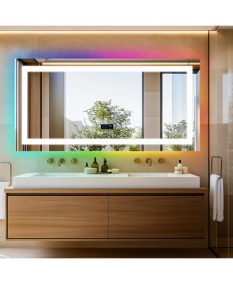 63 x 31.5 in Smart LED Bathroom Vanity Mirror with Bluetooth Speaker and 11-Setting Dimmable Lighting
