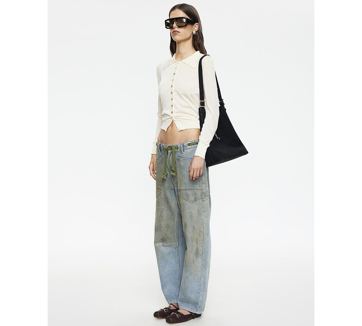 Lioness Women's Rush Hour Tie-Front Side Jeans view 3 — MAYCSS fashion products