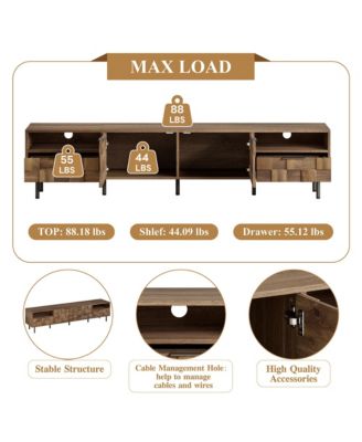 Mid-Century Modern TV Stand for TVs, Media Console Table with 2 Drawers, 4 Storage Compartments for Living Room