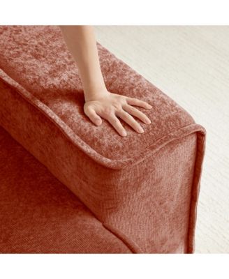 Elegant Velvet Deep Seat Loveseat - Boneless Couch with French Piping, High-resilience Foam and 2 Plush Pillows for Living Room