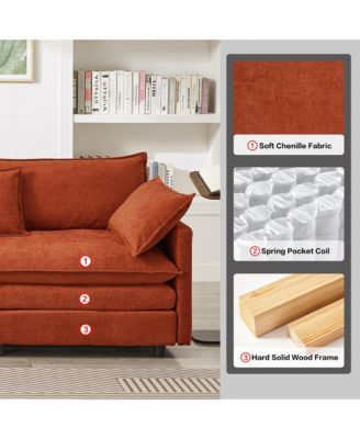 Convertible L-Shaped Sectional Sofa, 105 Inch Soft Chenille Modular Couch, 3 Seater Sofa with Portable Ottoman for Living Room