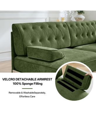 77" Loveseat Sofa, Velvet Upholstered 2-Seater Couch with Button Tufted Back and Floor-Length Tassel Fringe Skirt for Living Room