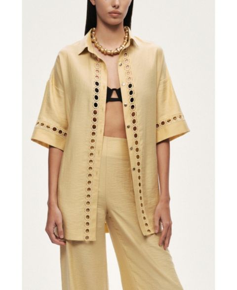 Женские куртки NOCTURNE Women's Belted Eyelet Detail Short-Sleeve Jacket