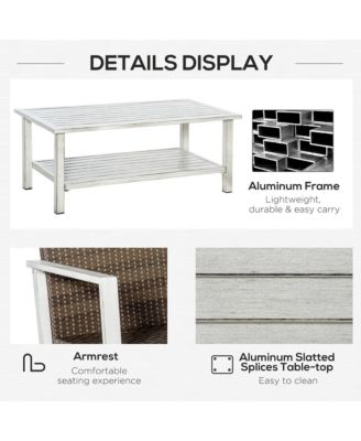 5 Piece Aluminum Patio Furniture Set, Sofa & Chairs, Tables