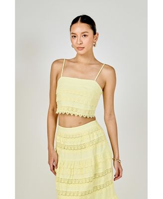 Women's Lace Trim Crop Top