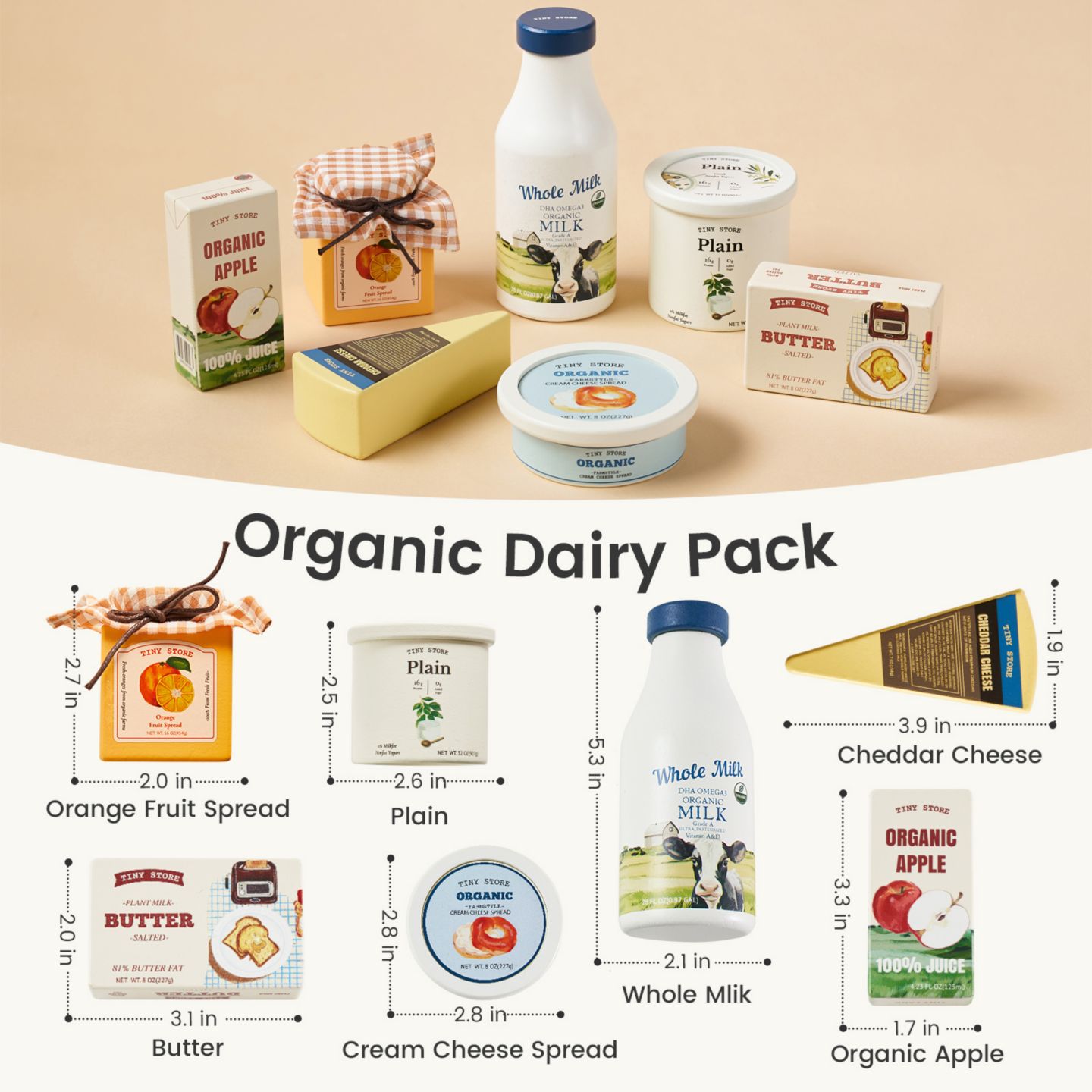 Детские игрушки Tiny Land Dairy Wooden 7-Piece Play Set, Ages 3+ — фото 5