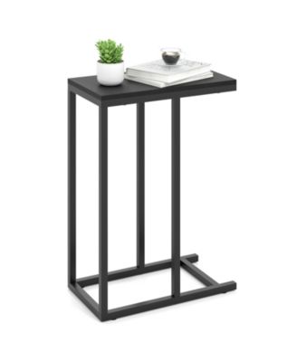 C-shaped Side Table with Heavy-duty Metal Frame