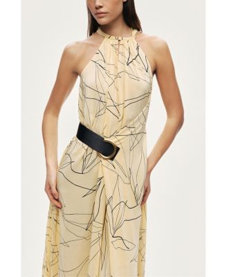 Women's Printed Halter Midi Dress